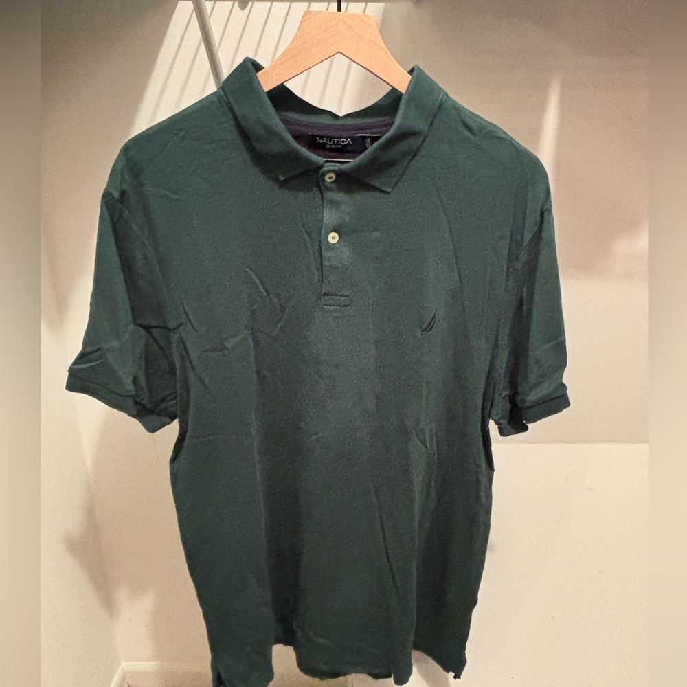 Nautica Green Logo Polo